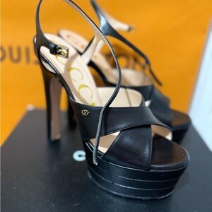Gucci Black Strappy Platform Heels